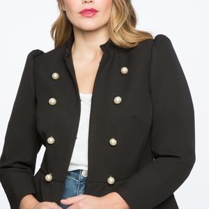 Eloquii blazer with pearl buttons